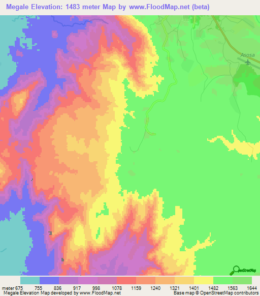 Megale,Ethiopia Elevation Map