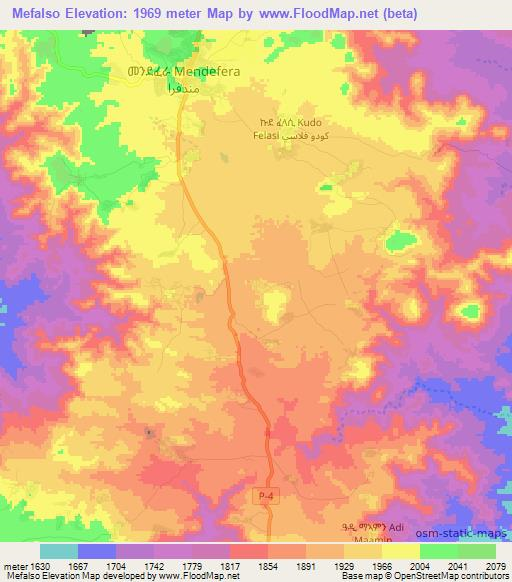 Mefalso,Eritrea Elevation Map