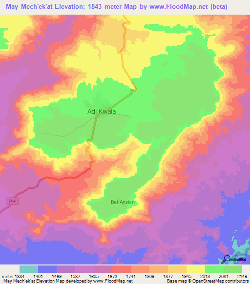 May Mech'ek'at,Eritrea Elevation Map