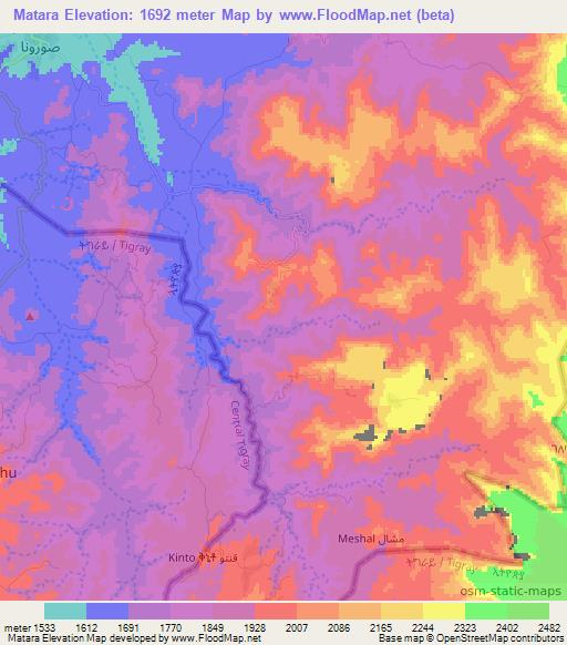 Matara,Eritrea Elevation Map