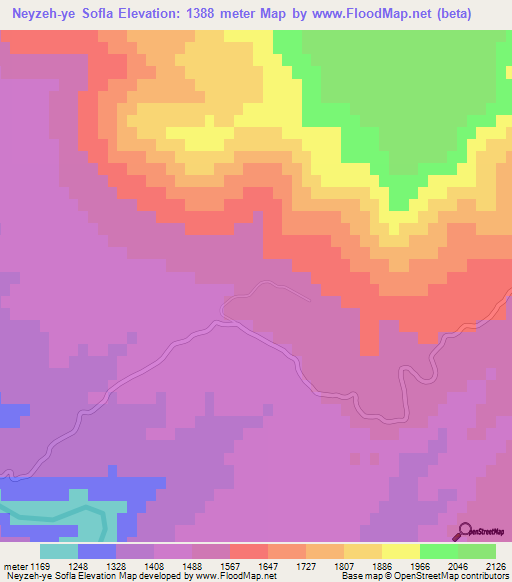 Neyzeh-ye Sofla,Iran Elevation Map