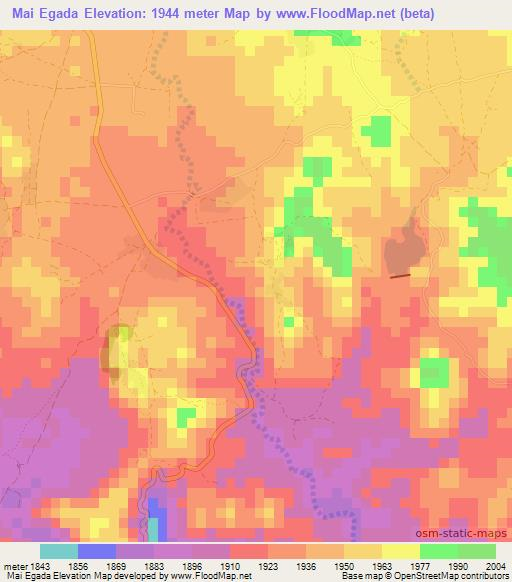 Mai Egada,Eritrea Elevation Map