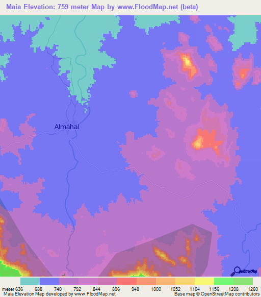 Maia,Ethiopia Elevation Map
