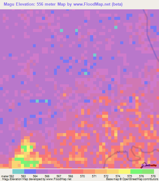 Magu,Ethiopia Elevation Map