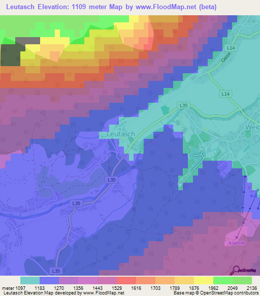 Leutasch,Austria Elevation Map