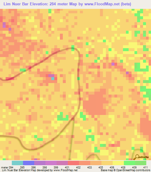 Lim Nuer Bar,Ethiopia Elevation Map