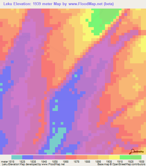 Leku,Ethiopia Elevation Map