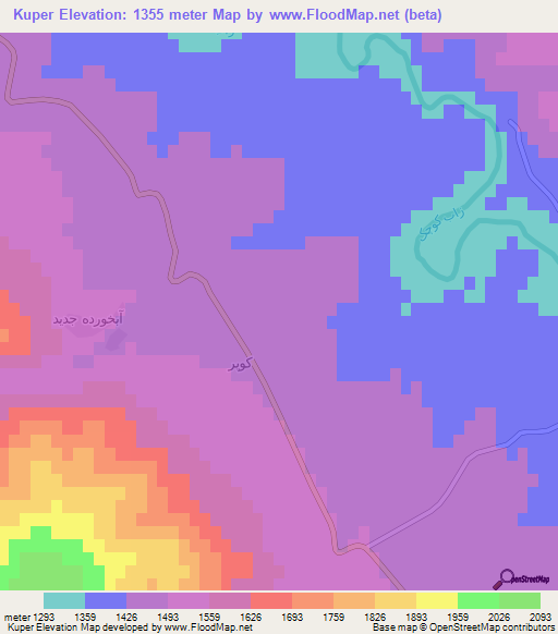 Kuper,Iran Elevation Map