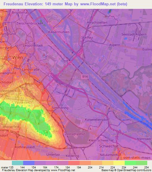 Freudenau,Austria Elevation Map