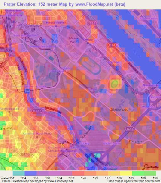 Prater,Austria Elevation Map