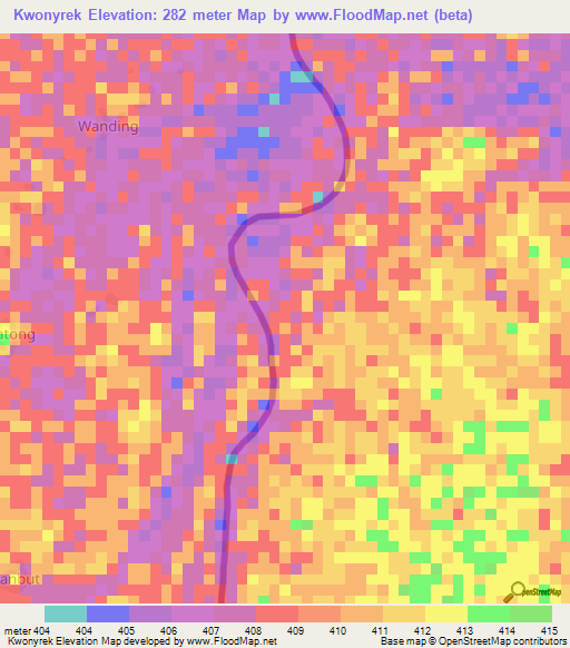 Kwonyrek,Ethiopia Elevation Map