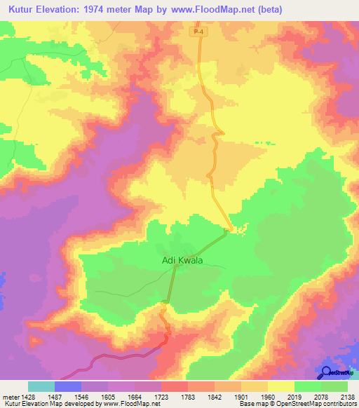 Kutur,Eritrea Elevation Map