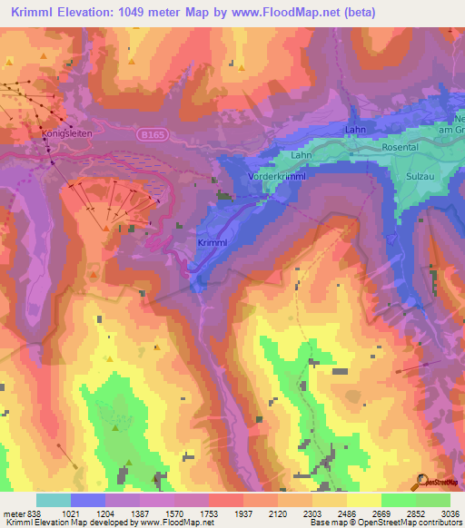 Krimml,Austria Elevation Map