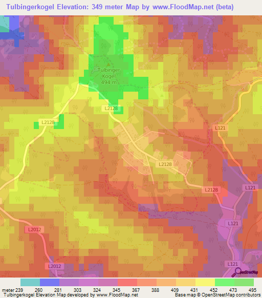 Tulbingerkogel,Austria Elevation Map