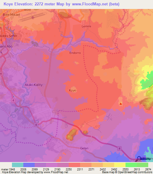 Koye,Ethiopia Elevation Map