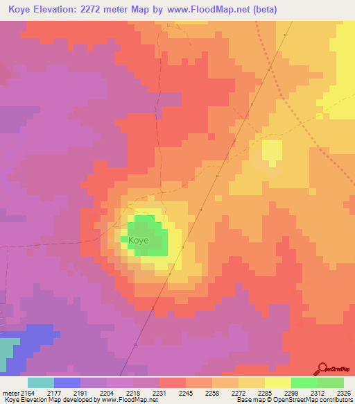 Koye,Ethiopia Elevation Map