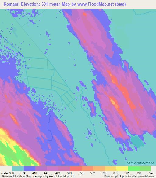Komami,Ethiopia Elevation Map