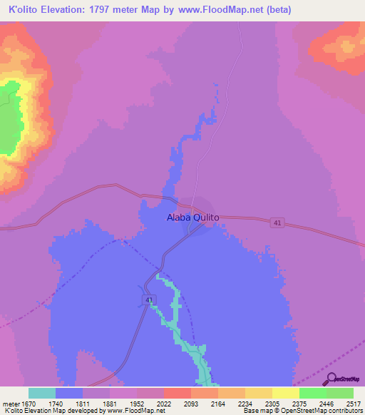 K'olito,Ethiopia Elevation Map