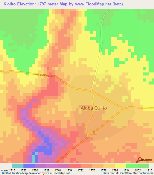 K'olito,Ethiopia Elevation Map