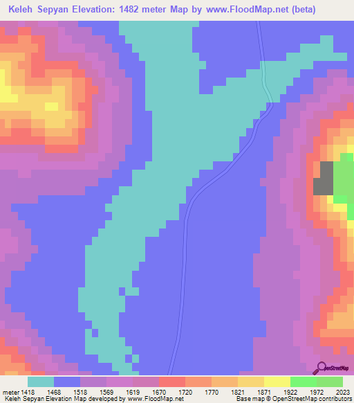 Keleh Sepyan,Iran Elevation Map