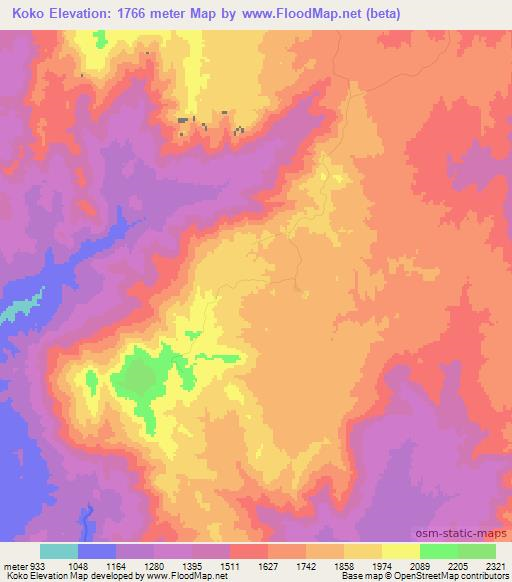 Koko,Ethiopia Elevation Map