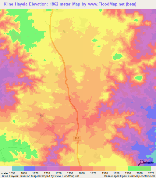 K'ine Hayela,Eritrea Elevation Map