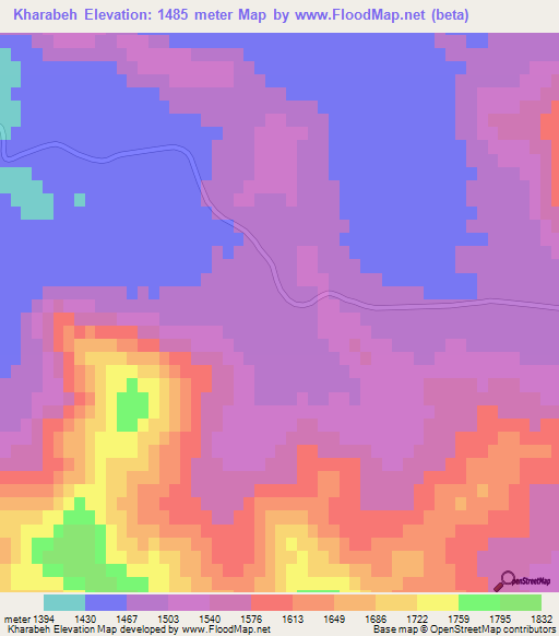 Kharabeh,Iran Elevation Map