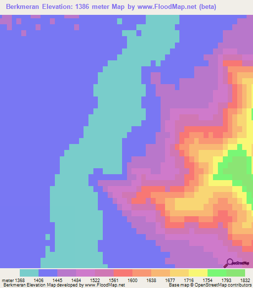 Berkmeran,Iran Elevation Map