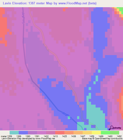 Lavin,Iran Elevation Map