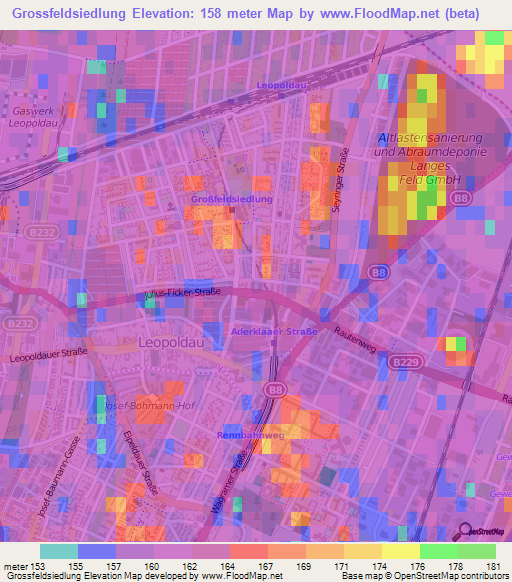 Grossfeldsiedlung,Austria Elevation Map