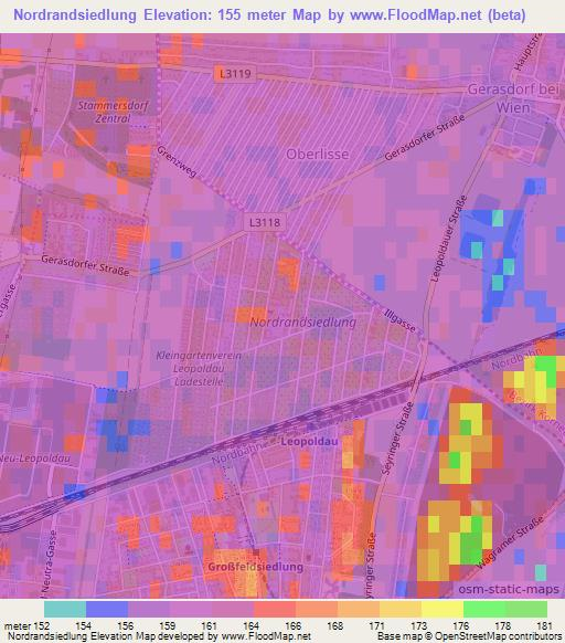 Nordrandsiedlung,Austria Elevation Map