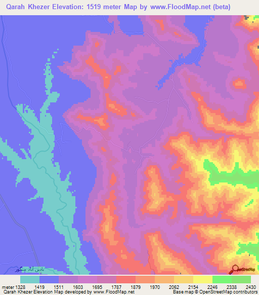 Qarah Khezer,Iran Elevation Map