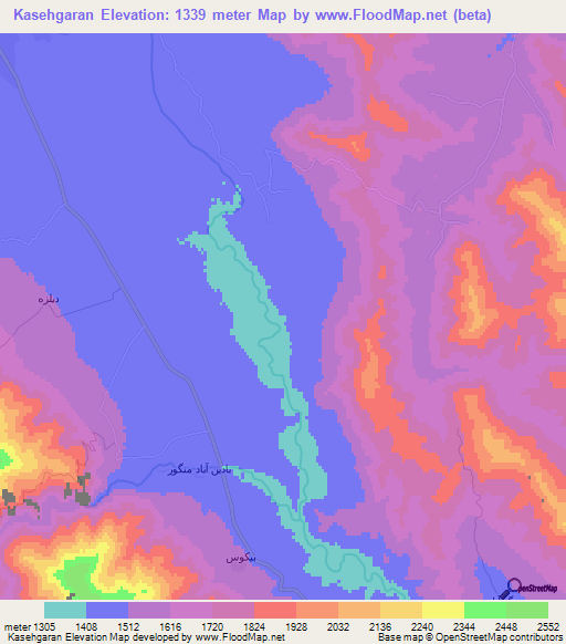 Kasehgaran,Iran Elevation Map