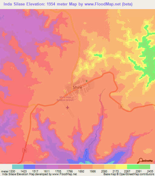 Inda Silase,Ethiopia Elevation Map