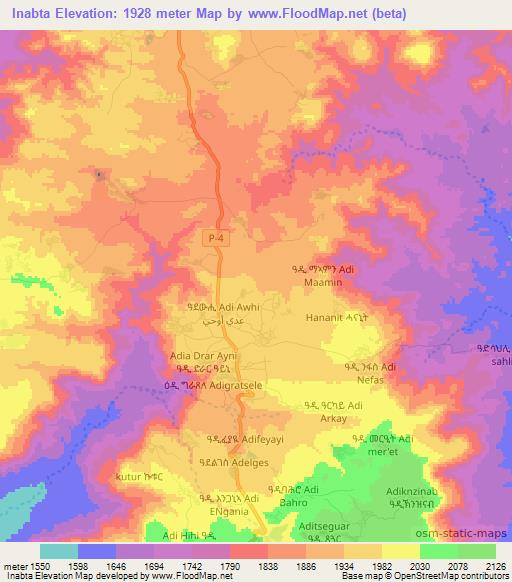 Inabta,Eritrea Elevation Map