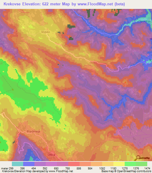 Krekovse,Slovenia Elevation Map