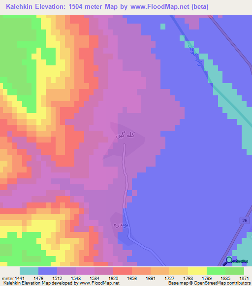 Kalehkin,Iran Elevation Map