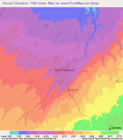 Huruta,Ethiopia Elevation Map