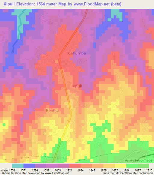 Xipuli,Angola Elevation Map