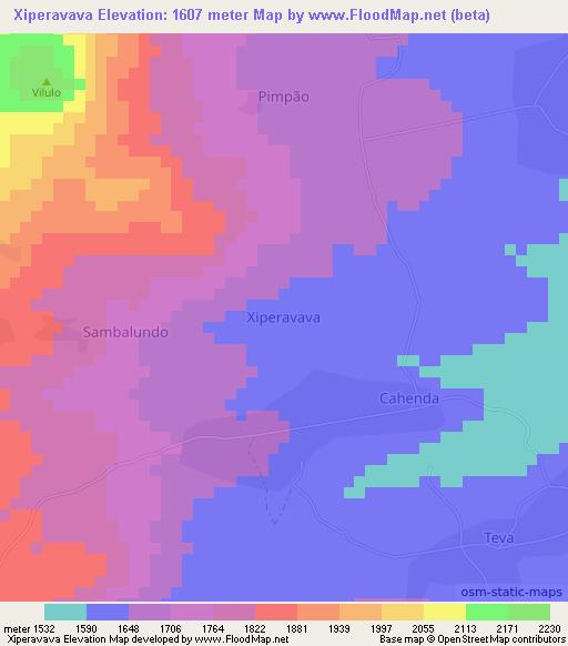 Xiperavava,Angola Elevation Map