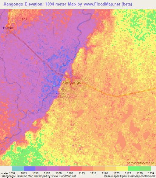 Xangongo,Angola Elevation Map