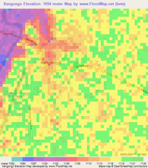 Xangongo,Angola Elevation Map