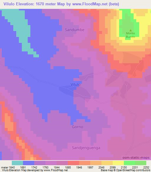 Vilulo,Angola Elevation Map