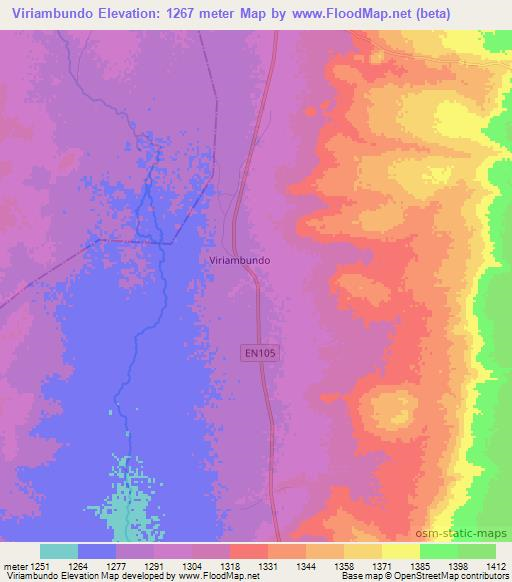 Viriambundo,Angola Elevation Map