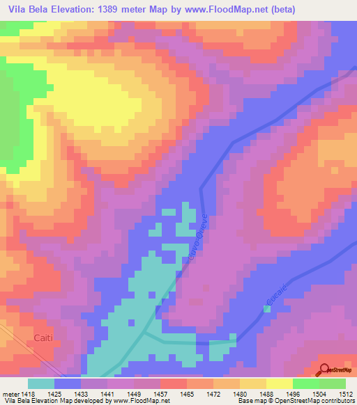 Vila Bela,Angola Elevation Map