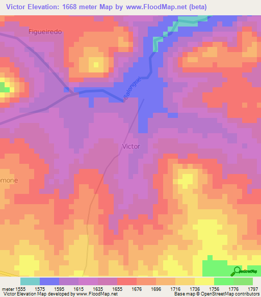 Victor,Angola Elevation Map