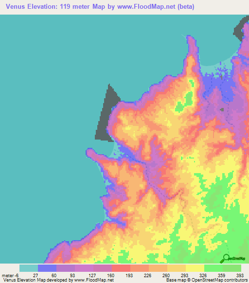 Venus,Angola Elevation Map