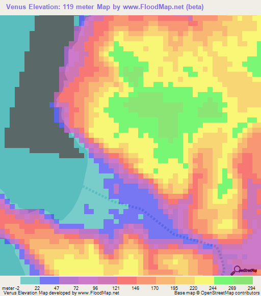 Venus,Angola Elevation Map