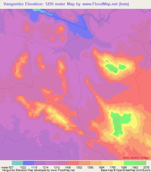 Vangumbo,Angola Elevation Map