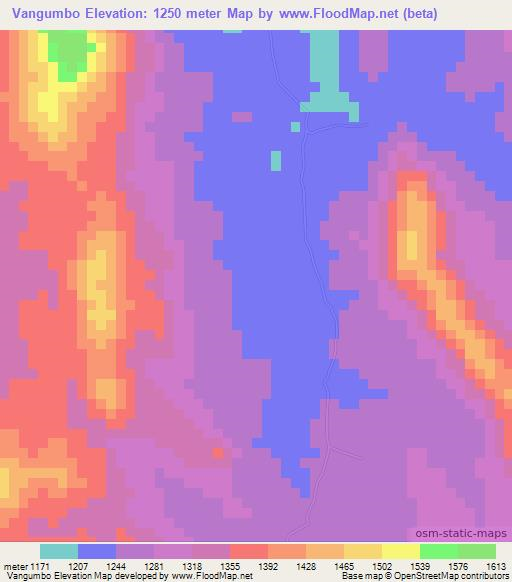 Vangumbo,Angola Elevation Map